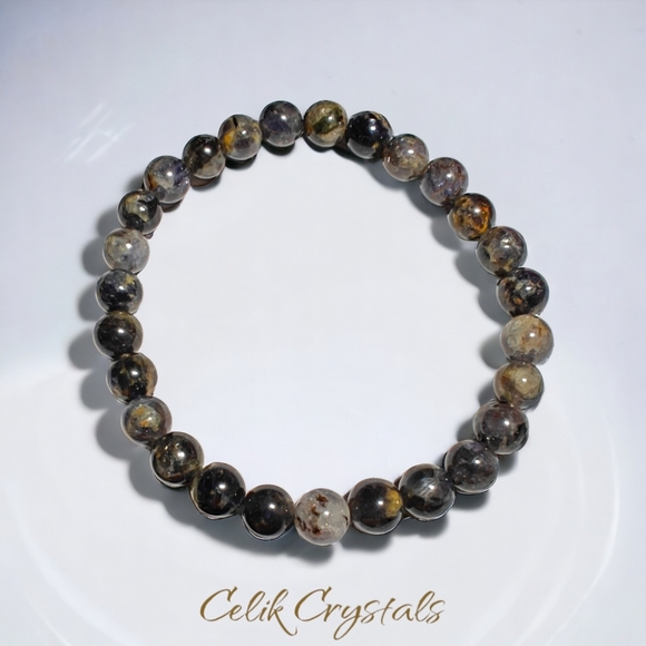 Lolite Bracelet Natural Stones 8mm Stretches Unisex Healing Bracelet - Picture 5 of 6